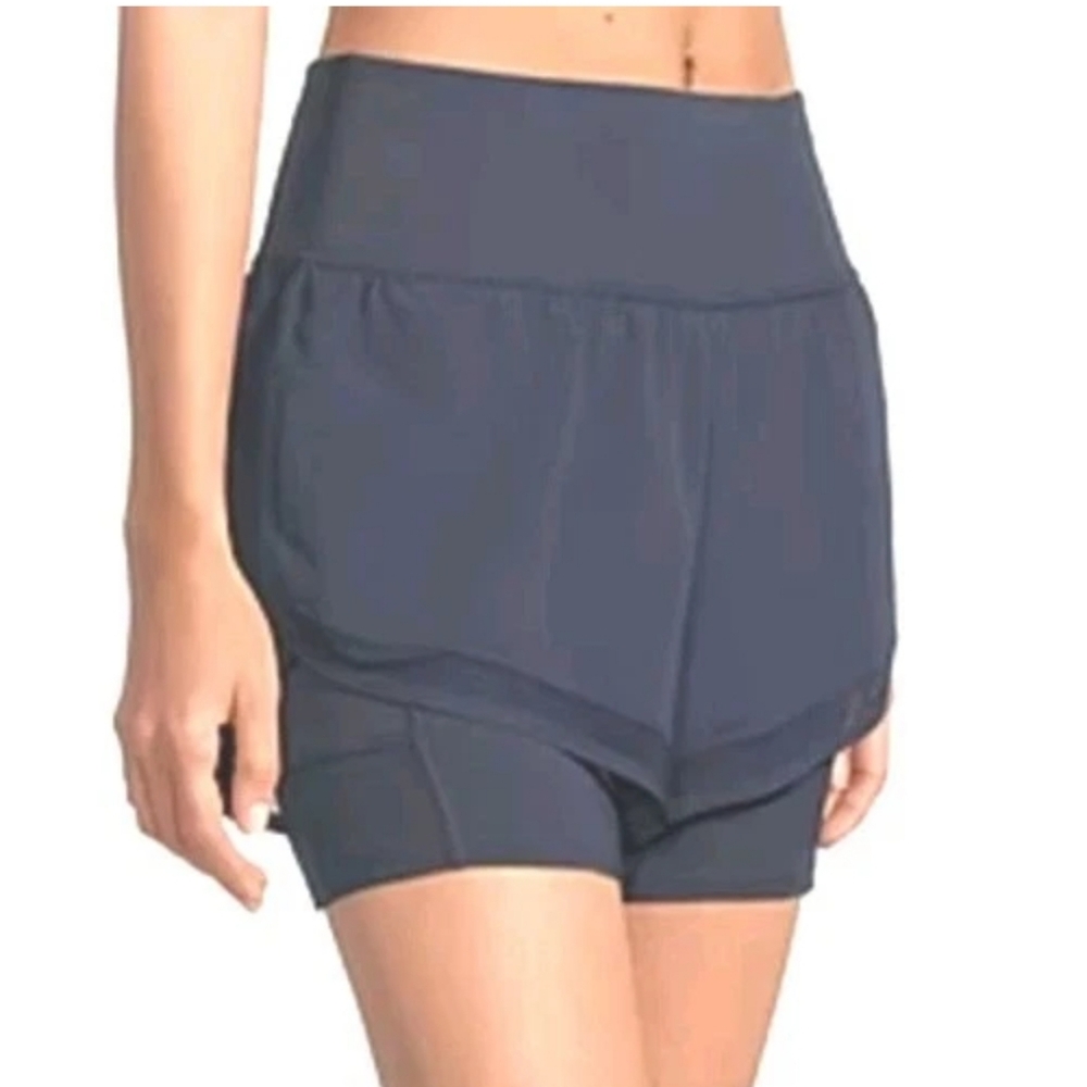 Xersion Layered Training Short Woman Plus 3X Navy Lined Mid Rise Fitness Gym Nwt